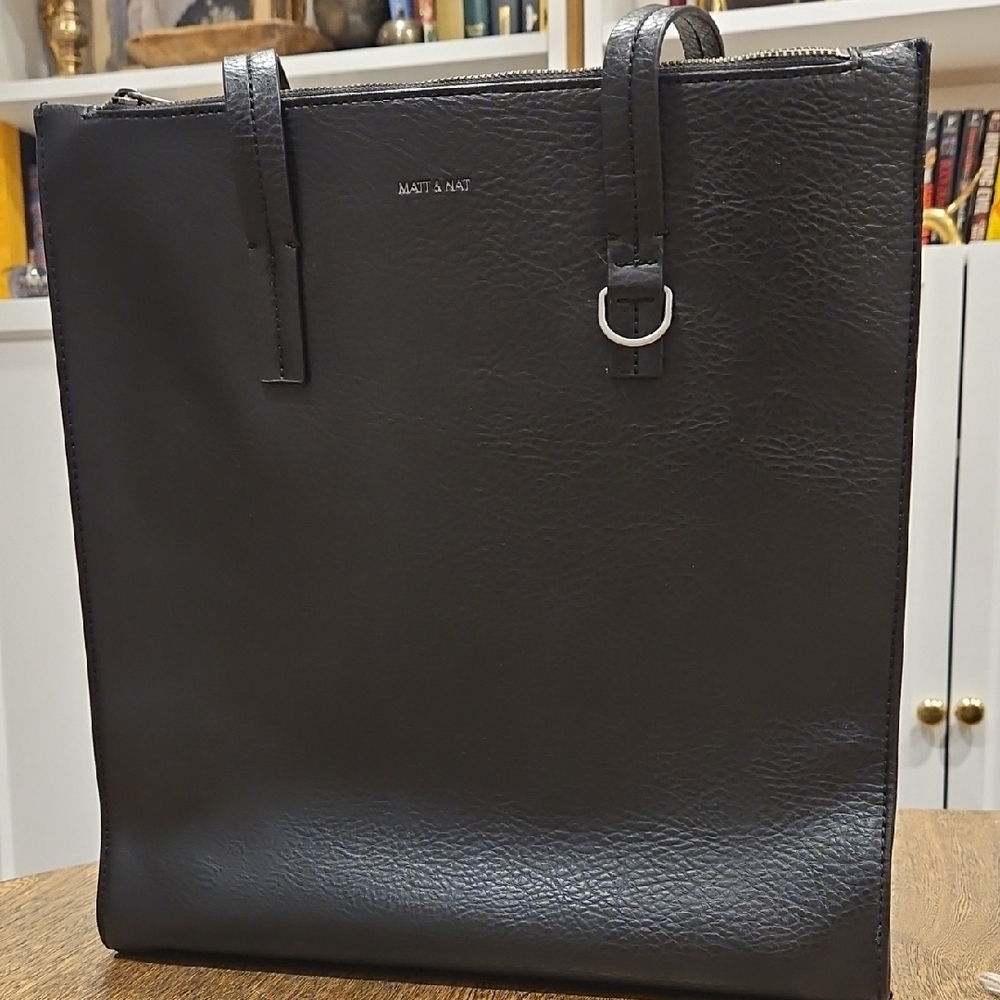 Matt & Nat Canci Vegan Leather Large Black Work Tote Bag